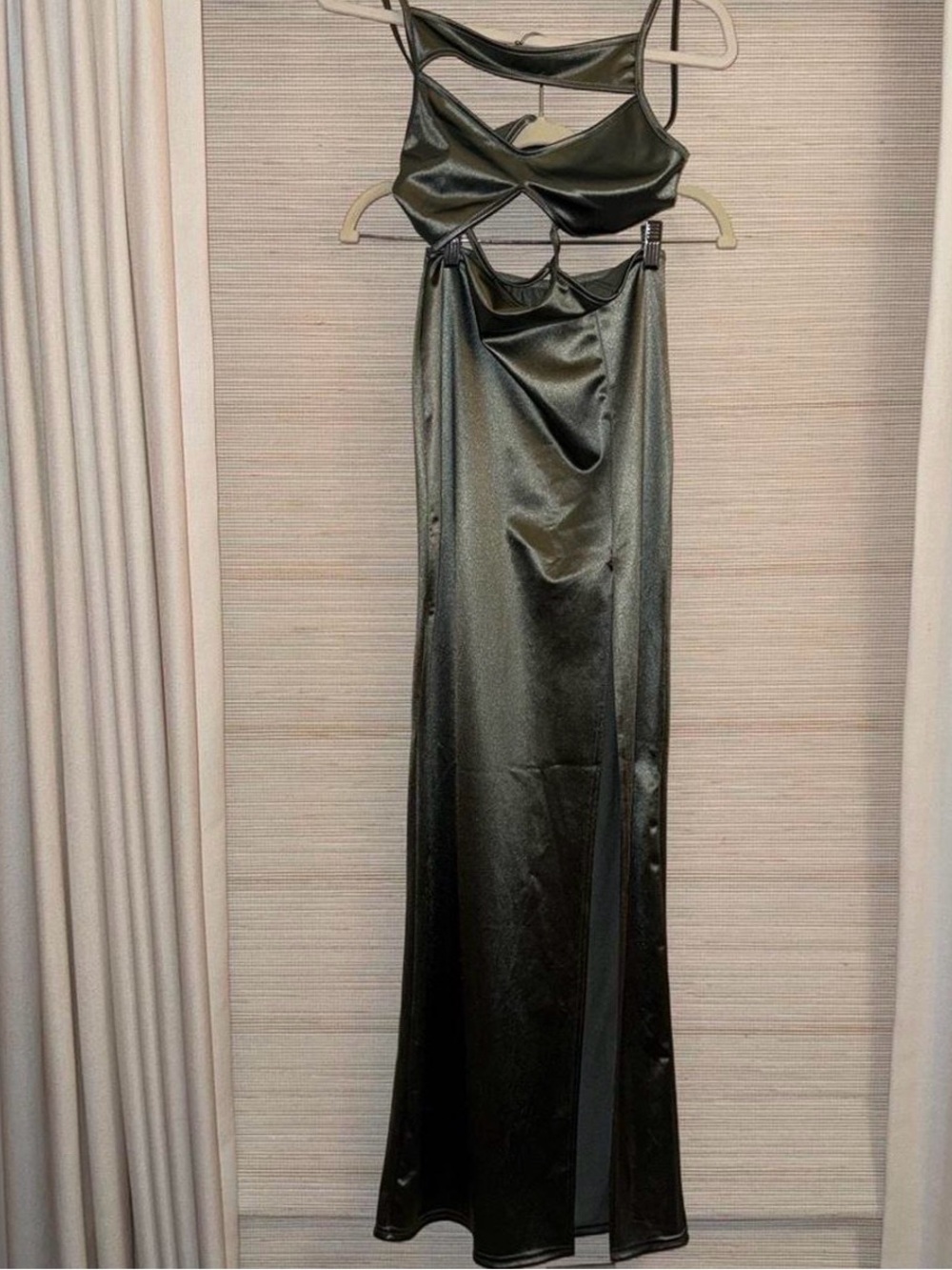 PrettyLittleThing Blue Satin Cutout Maxi Dress